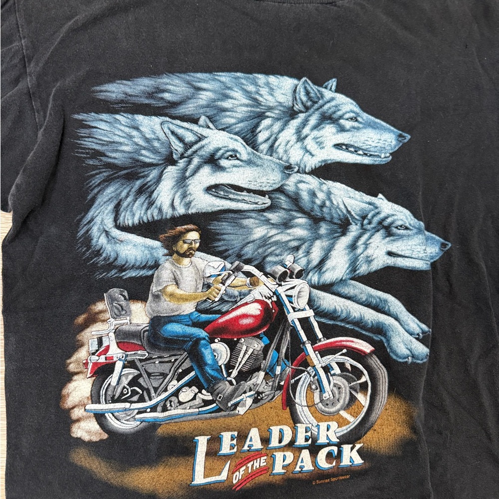 Vintage American Thunder Leader Of The Pack T Shirt Sz XL Harley Single Stitch - Picture 2 of 6